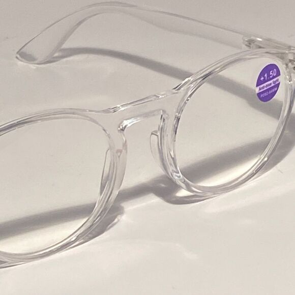 Reading Glasses 1.50 Sleek Sleek Shiny Clear Round NWT - Picture 6 of 8